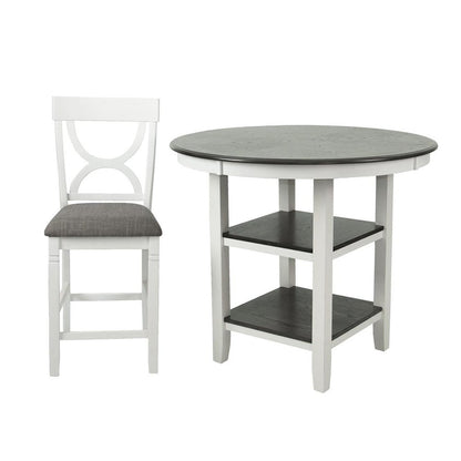 5 Piece Counter Height Dining Set with 2 Open Shelves in Distressed