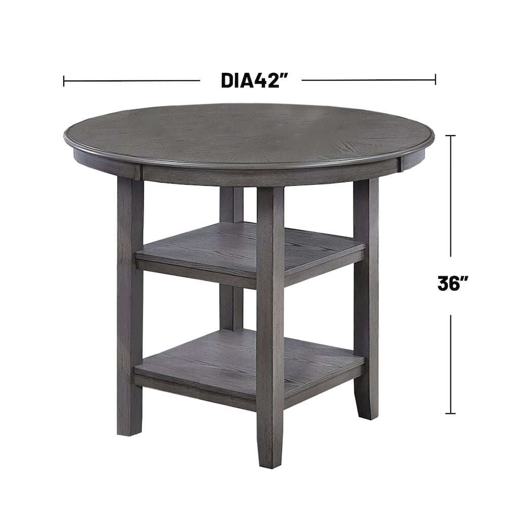 5 Piece Counter Height Dining Set with 2 Open Shelves in Grey