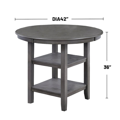 5 Piece Counter Height Dining Set with 2 Open Shelves in Grey