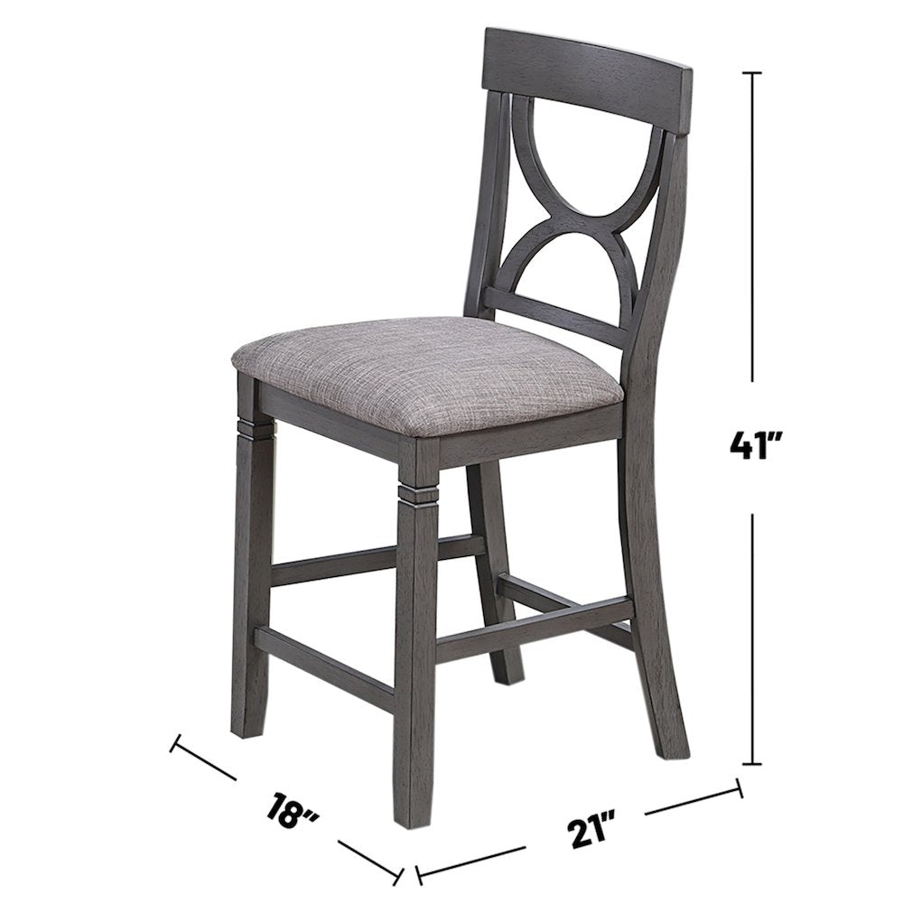 5 Piece Counter Height Dining Set with 2 Open Shelves in Grey