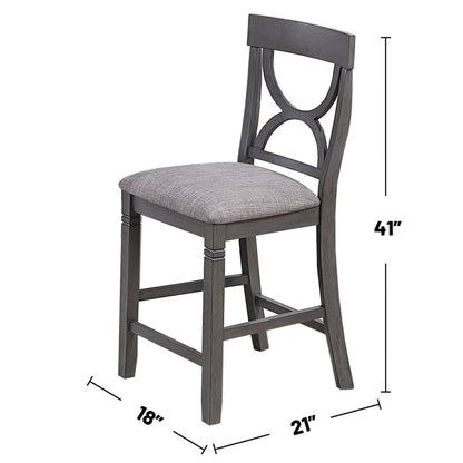 5 Piece Counter Height Dining Set with 2 Open Shelves in Grey