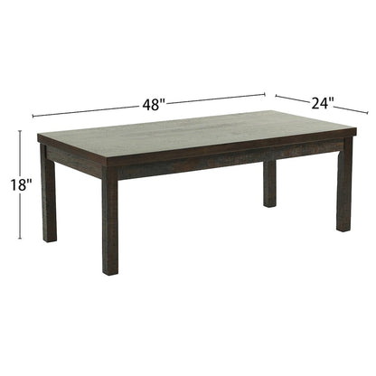 Pine Wood 3 Piece Coffee Table Set in Dark Brown