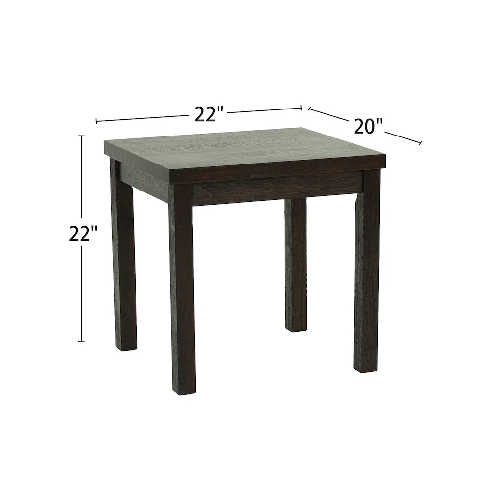 Pine Wood 3 Piece Coffee Table Set in Dark Brown