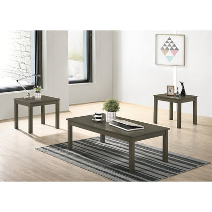 Pine Wood 3 Piece Coffee Table Set in Dark Grey