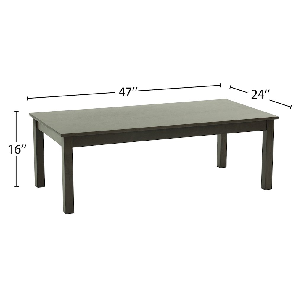 Pine Wood 3 Piece Coffee Table Set in Dark Grey