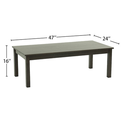Pine Wood 3 Piece Coffee Table Set in Dark Grey