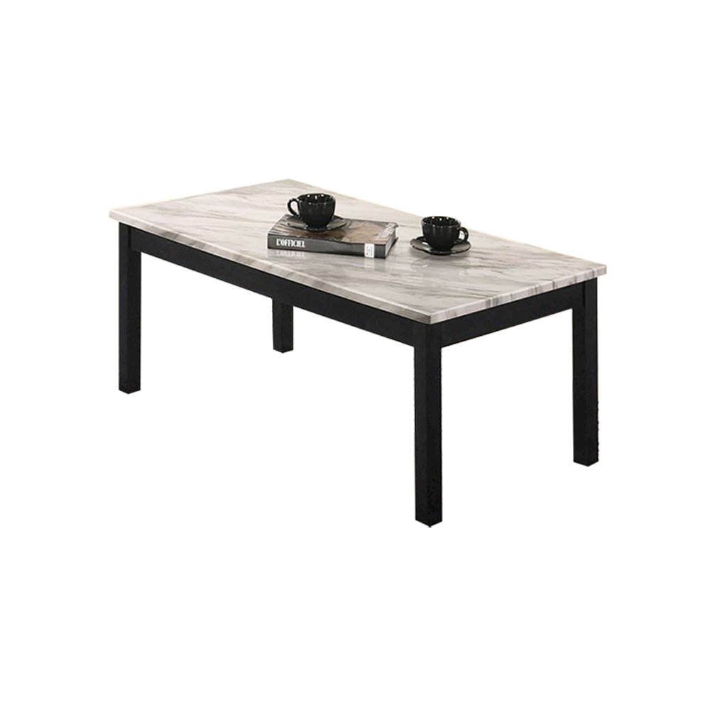 3 Piece Coffee Table with Faux Marble Top in White