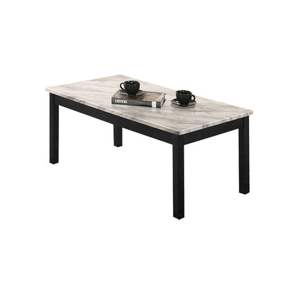 3 Piece Coffee Table with Faux Marble Top in White