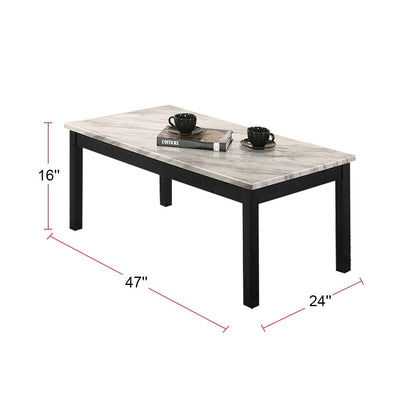 3 Piece Coffee Table with Faux Marble Top in White