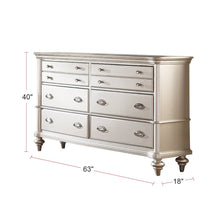 Dresser with 6 Drawers in Antique Silver