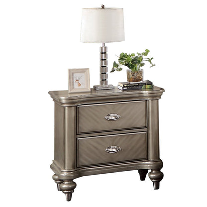 2 Drawer Nightstand with Round Legs in Grey
