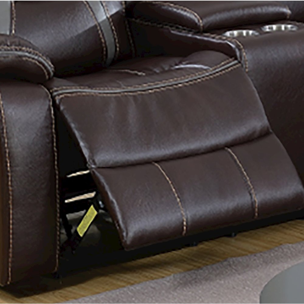 Gel Leatherette Manual Reclining Sectional Sofa, Dark Brown