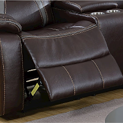 Gel Leatherette Manual Reclining Sectional Sofa, Dark Brown
