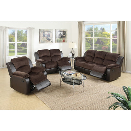 Padded Suede Upholstered Rocker Recliner in Chocolate