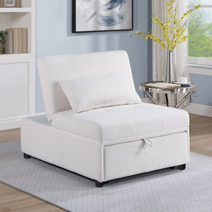 Sherpa Fabric Upholstered Sleeper Sofa Chair in White