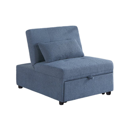 Sherpa Fabric Upholstered Sleeper Sofa Chair in Blue Gray