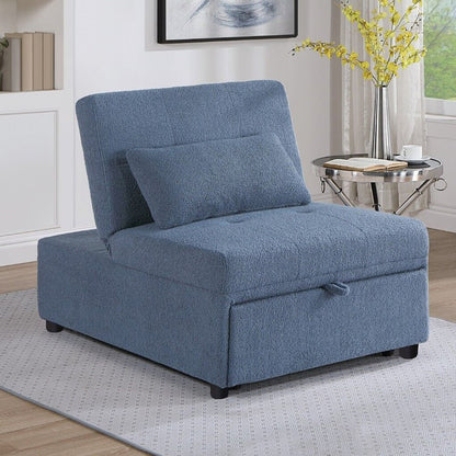 Sherpa Fabric Upholstered Sleeper Sofa Chair in Blue Gray