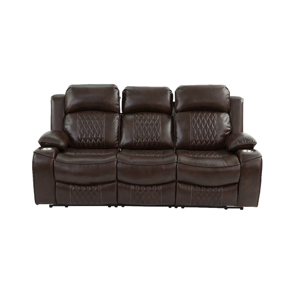 Leatherette Power Motion Sofa with USB Port in Brown