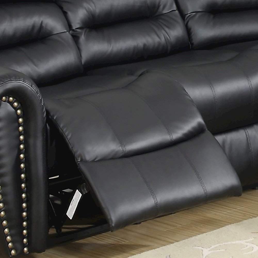 Bonded Leather Power Reclining Sectional Sofa, Black