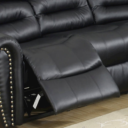 Bonded Leather Power Reclining Sectional Sofa, Black