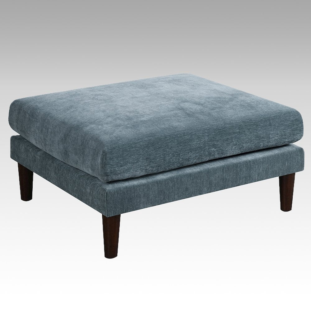 Rectangle Ottoman with Tapered Legs in Mineral