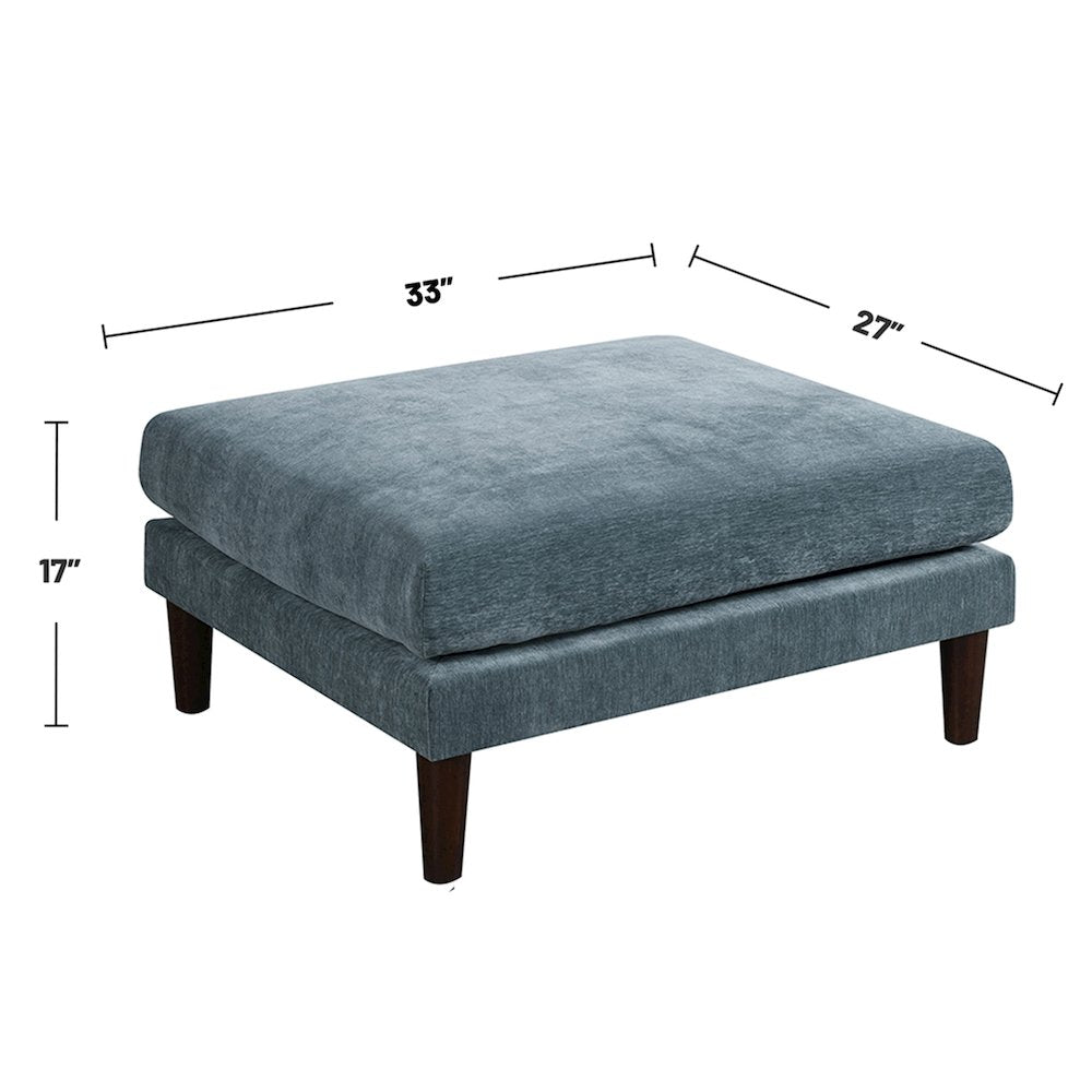 Rectangle Ottoman with Tapered Legs in Mineral