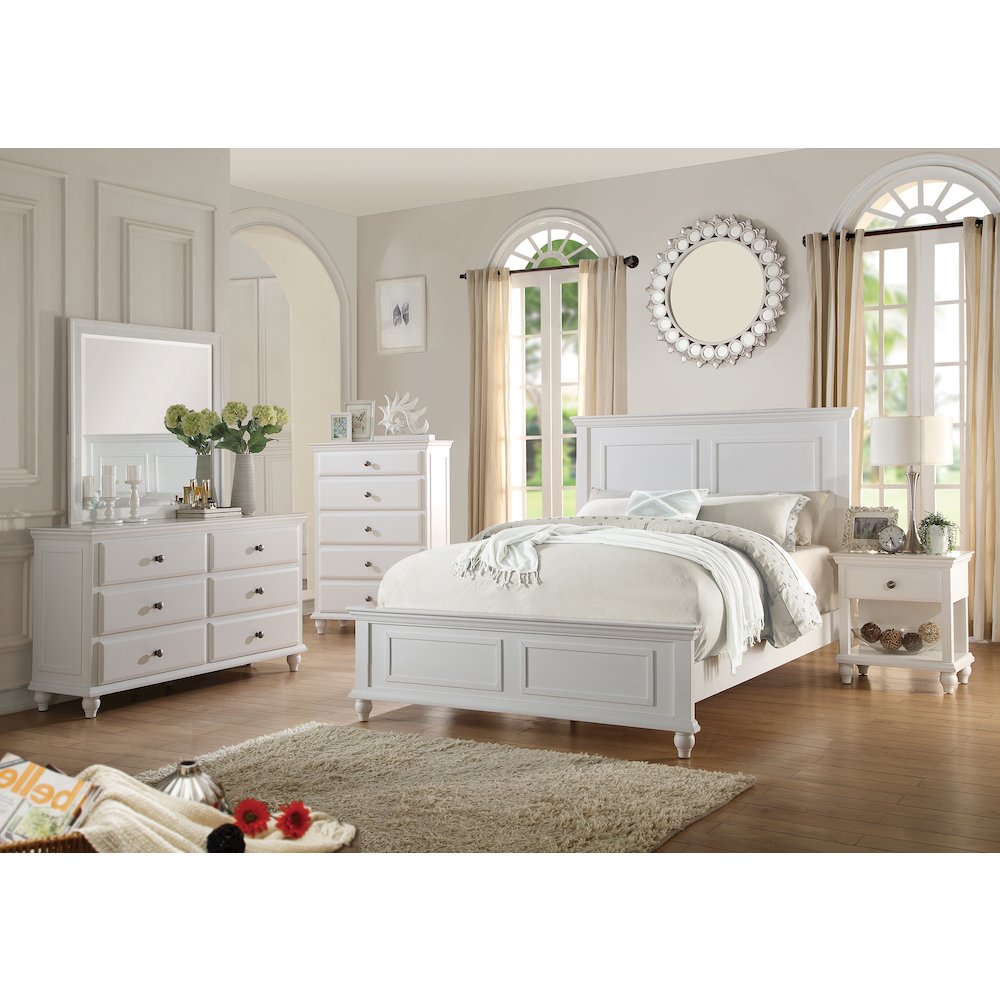 White Cal King Size Wood Bed
