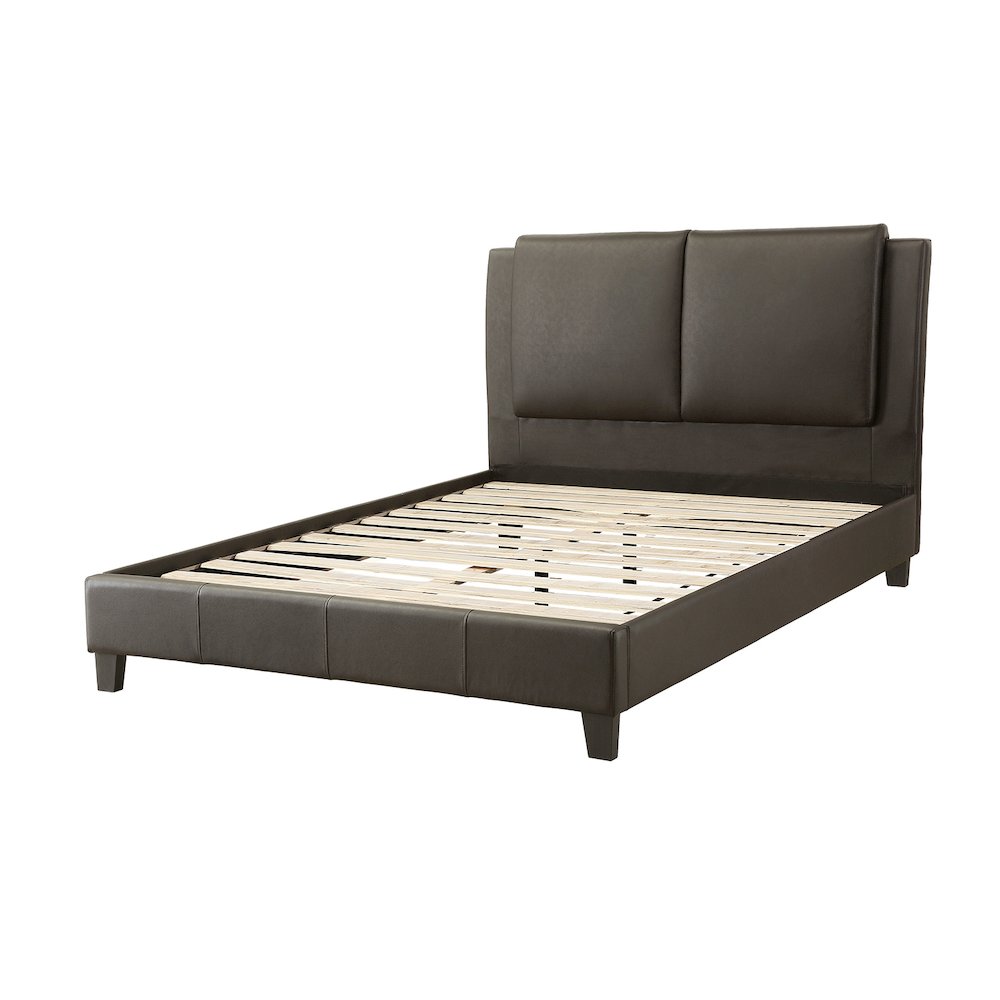 Brown Faux Leather Upholstered Cal. King Size Bed