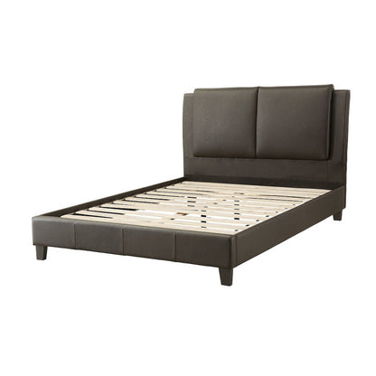 Brown Faux Leather Upholstered Cal. King Size Bed