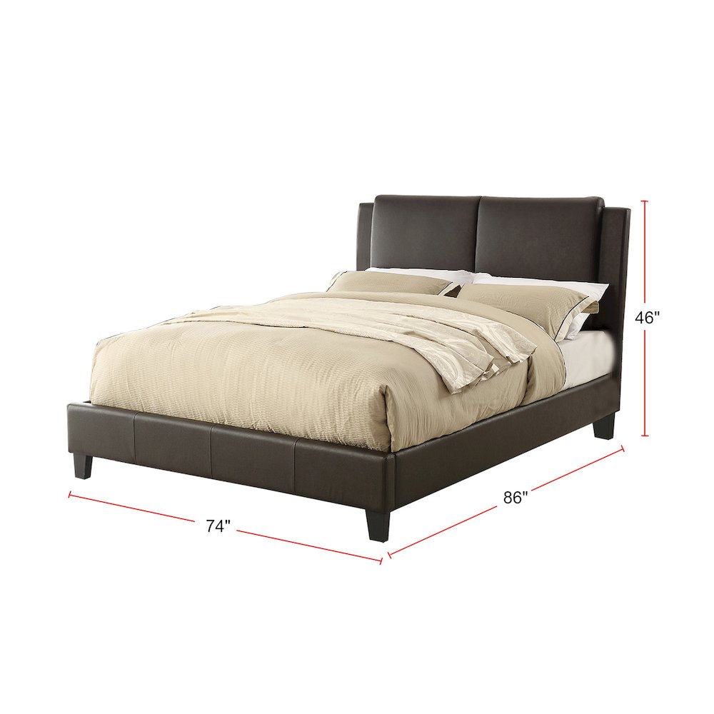 Brown Faux Leather Upholstered Cal. King Size Bed