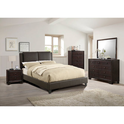 Brown Faux Leather Upholstered Cal. King Size Bed