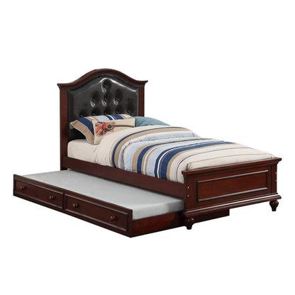 Twin Size Bed with Trundle in Black and Cherry Brown
