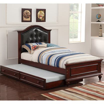 Twin Size Bed with Trundle in Black and Cherry Brown