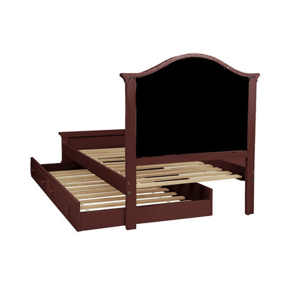 Twin Size Bed with Trundle in Black and Cherry Brown