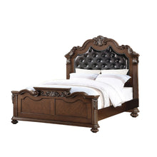 King Size Wooden Bed With Padded Headboard in Dark Cherry Finish
