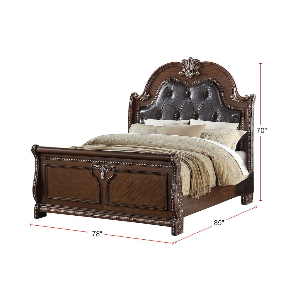 Eastern King Size Bed With Button Tufted Headboard, Brown