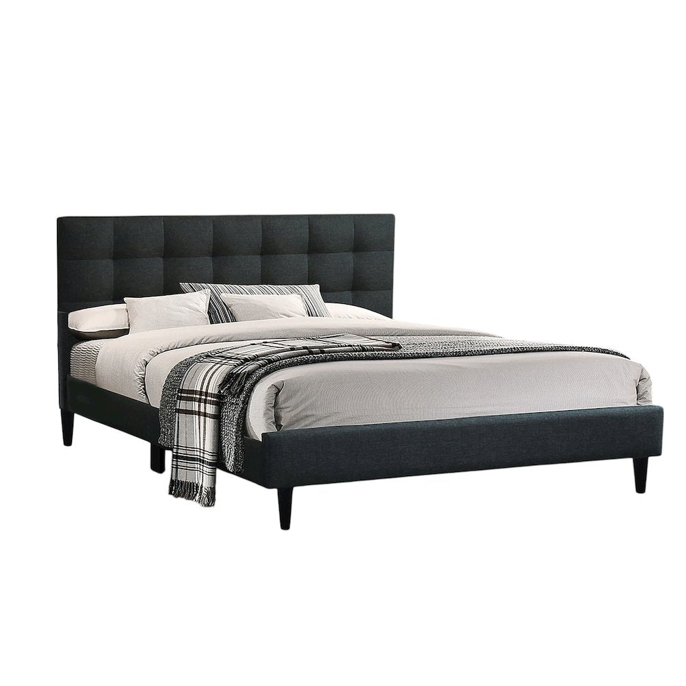 Charcoal Fabric Upholstered Bed, Cal. King Size