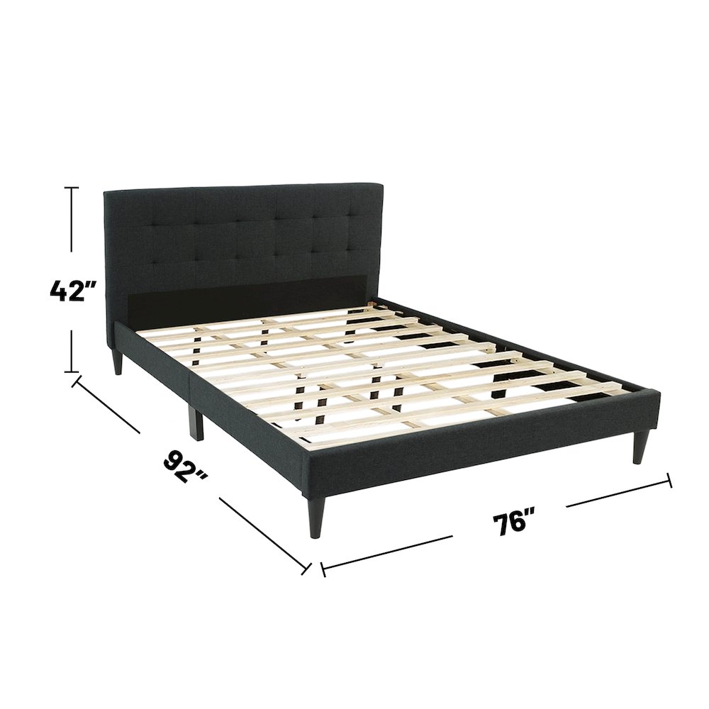 Charcoal Fabric Upholstered Bed, Cal. King Size