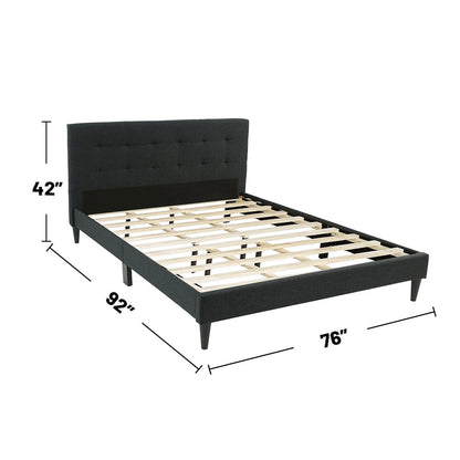 Charcoal Fabric Upholstered Bed, Cal. King Size