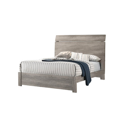 Wood Grain Surface Queen Bed, Weathered Grey