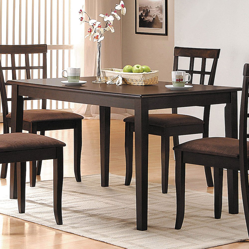 Rectangular Wooden Dining Table in Espresso Finish
