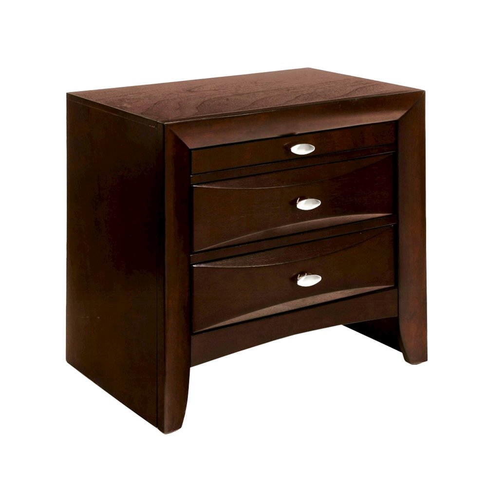 Wooden Nightstand with 2 Drawers in Espresso