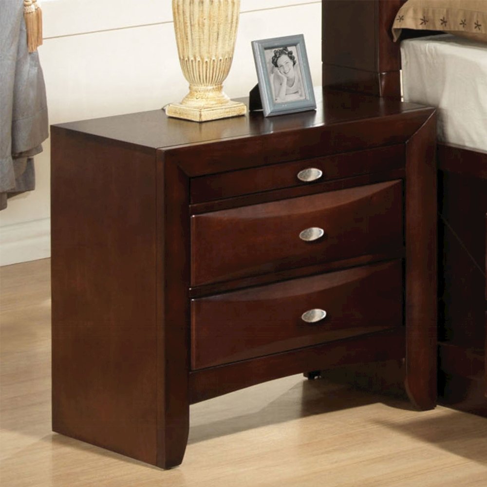 Wooden Nightstand with 2 Drawers in Espresso