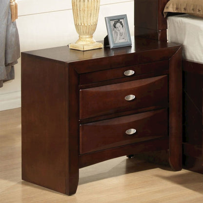 Wooden Nightstand with 2 Drawers in Espresso