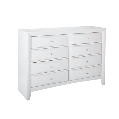 Wood Dresser with 8 Drawers In White