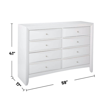 Wood Dresser with 8 Drawers In White