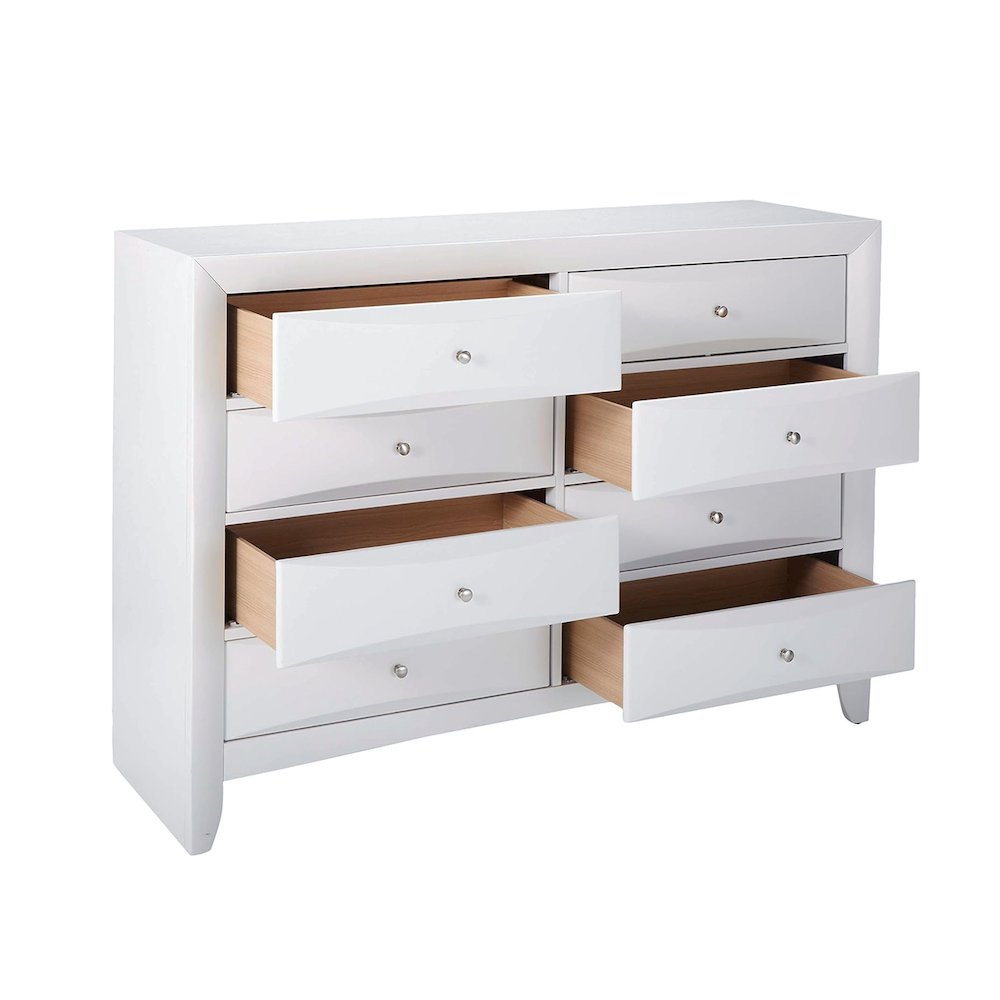 Wood Dresser with 8 Drawers In White