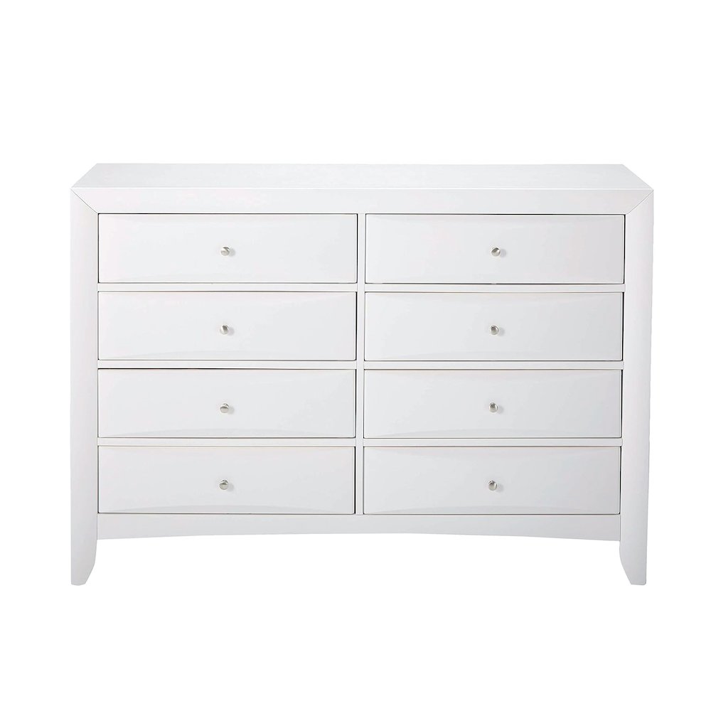 Wood Dresser with 8 Drawers In White