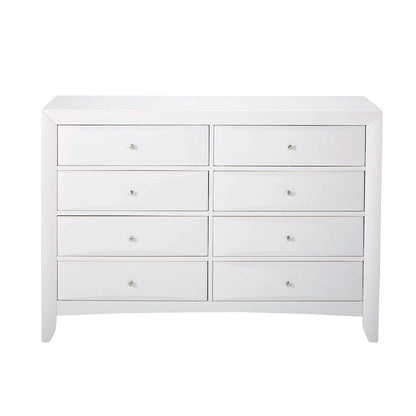 Wood Dresser with 8 Drawers In White