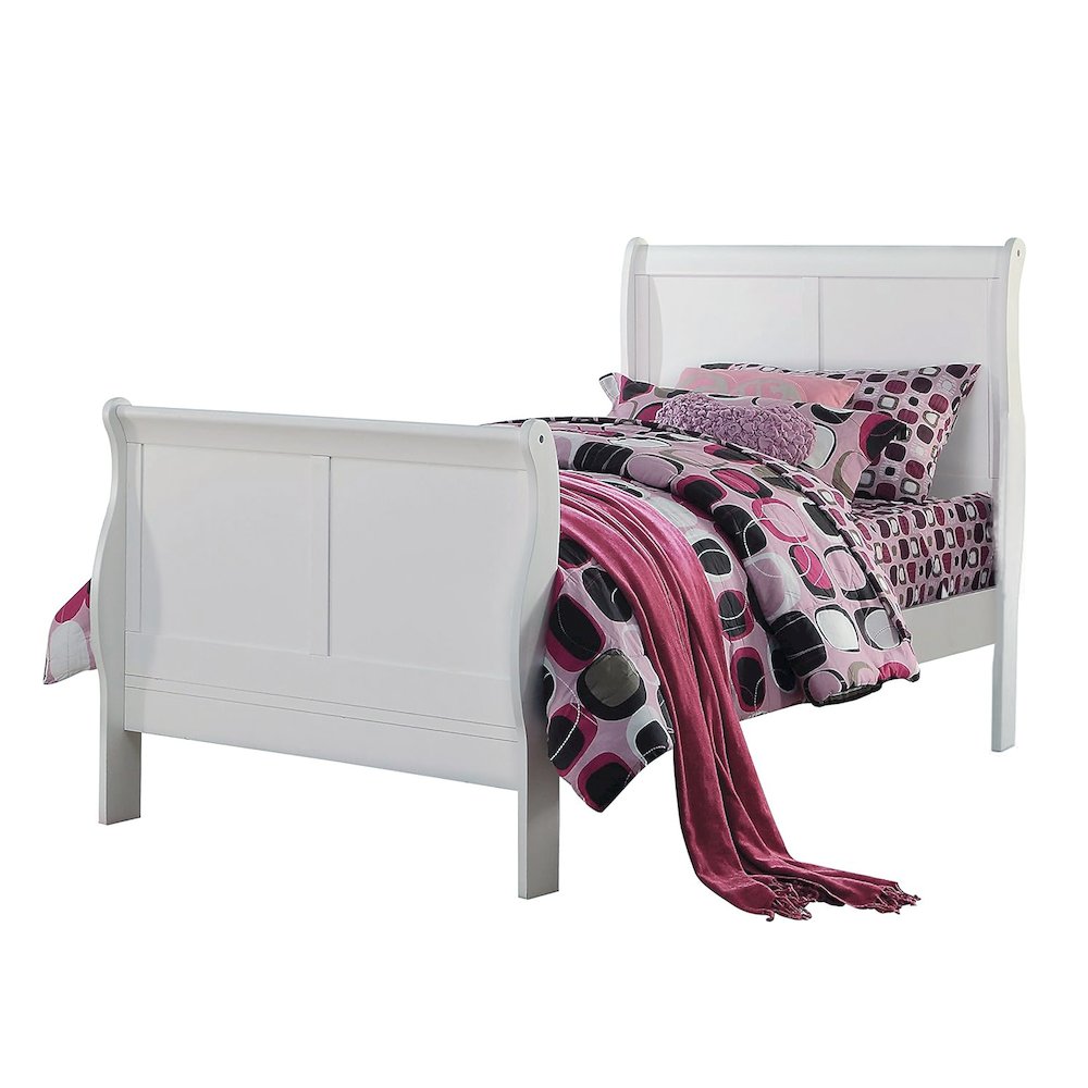 Wooden Twin Sleigh Bed in White